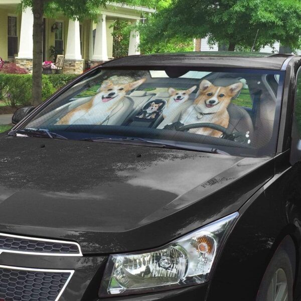 gearhumans 3D Family Corgi Dogs Custom Car Auto Sunshade GV070714 Auto Sunshade