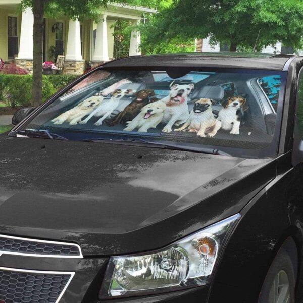 gearhumans 3D Family Puppy Custom Car Auto Sunshade GL15067 Auto Sunshade