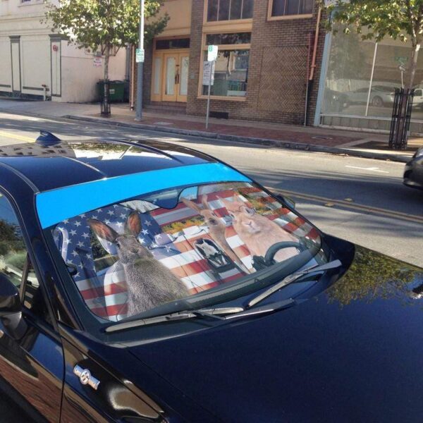gearhumans 3D Family Rabits America Custom Car Auto Sunshade GL06074 Auto Sunshade 