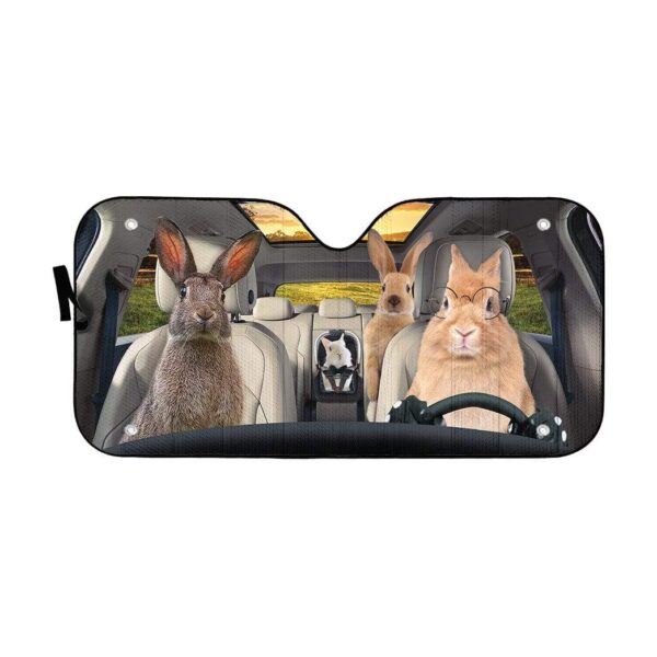 gearhumans 3D Family Rabits Custom Car Auto Sunshade GL06075 Auto Sunshade 57''x27.5'' 