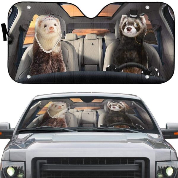 gearhumans 3D Fancy Ferrets Custom Car Auto Sunshade GS26064 Auto Sunshade