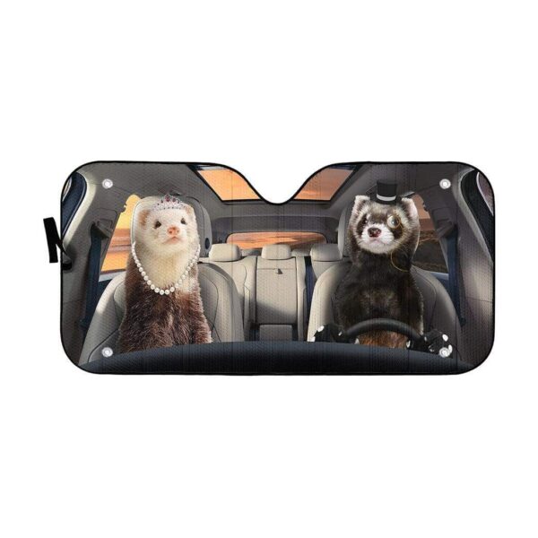 gearhumans 3D Fancy Ferrets Custom Car Auto Sunshade GS26064 Auto Sunshade 57''x27.5'' 