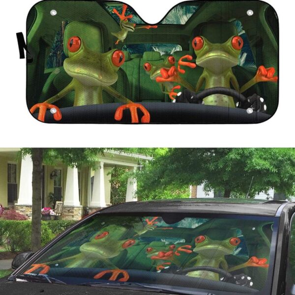 gearhumans 3D Fancy Frogs Custom Car Auto SunShade GN15077 Auto Sunshade 