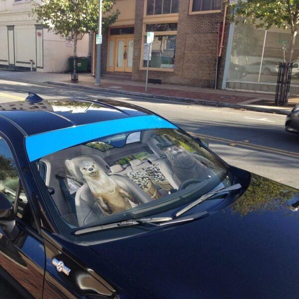 gearhumans 3D Fancy Otters Custom Car Auto Sunshade GS07076 Auto Sunshade 