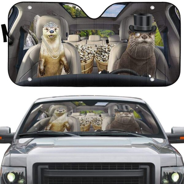 gearhumans 3D Fancy Otters Custom Car Auto Sunshade GS07076 Auto Sunshade 