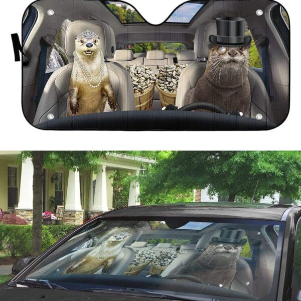 gearhumans 3D Fancy Otters Custom Car Auto Sunshade GS07076 Auto Sunshade 