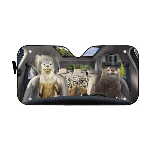 gearhumans 3D Fancy Otters Custom Car Auto Sunshade GS07076 Auto Sunshade 57''x27.5'' 