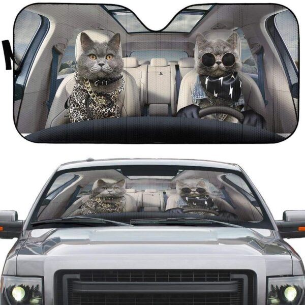 gearhumans 3D Fashionable Chartreux Cats Custom Car Auto Sunshade GV05063 Auto Sunshade