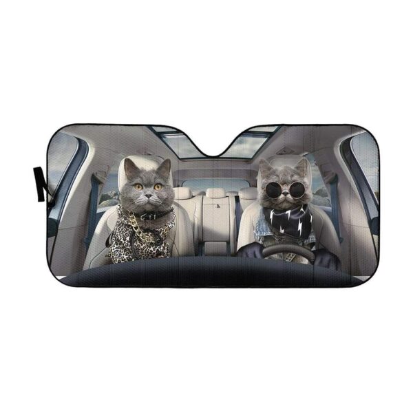 gearhumans 3D Fashionable Chartreux Cats Custom Car Auto Sunshade GV05063 Auto Sunshade 57''x27.5'' 