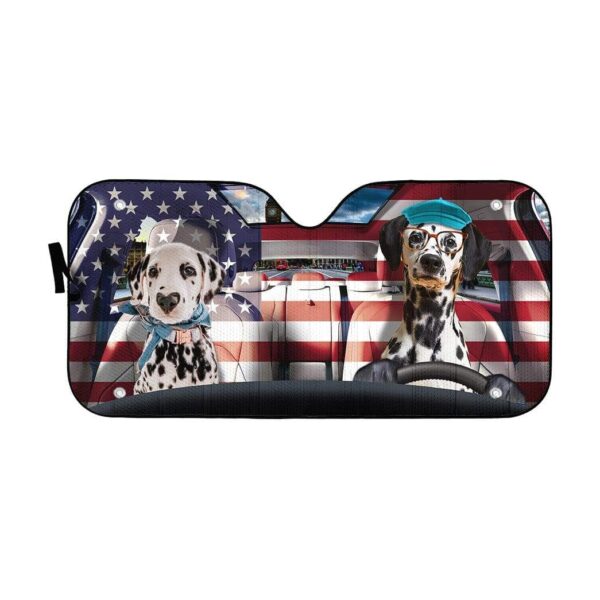 gearhumans 3D Father And Son Dalmatian Custom Car Auto Sunshade GL22069 Auto Sunshade 57''x27.5'' 