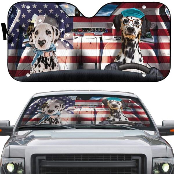 gearhumans 3D Father And Son Dalmatian Custom Car Auto Sunshade GL22069 Auto Sunshade