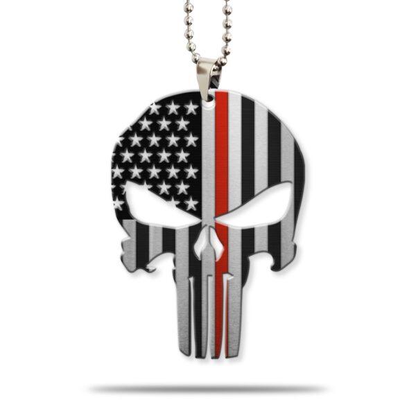 Gearhumans 3D Firefighter Red Line American Skull Custom Car Hanging GW1706211 Car Hanging Car Hanging/1 Pack 