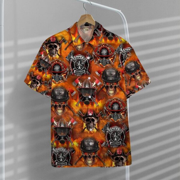 Gearhumans 3D Firefighter Skull Hawaii Shirt ZZ08042 Hawai Shirt 