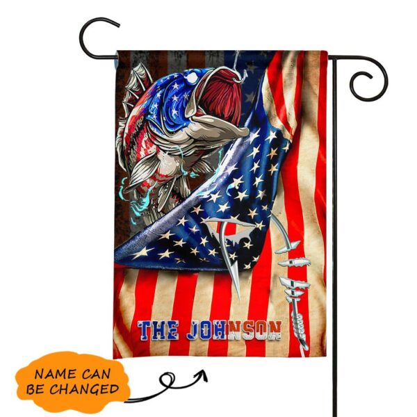 Gearhumans 3D Fishing Hooked American Flag Custom Name House Flag GS09062113 House Flag House Flag S 