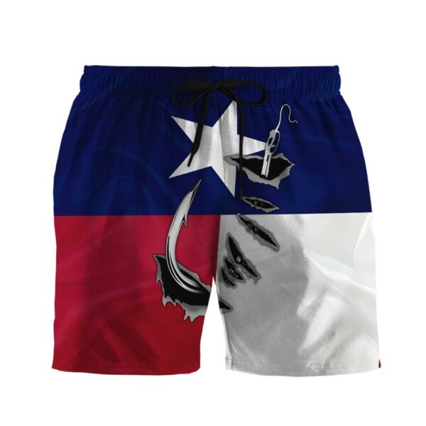 Gearhumans 3D Fishing Hooked Texas Flag Custom Beach Shorts Swim Trunk GS09062118 Men Shorts Men Shorts S 