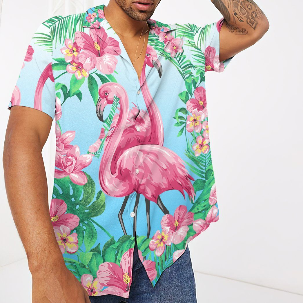 Gearhumans 3D Flamingo Hawaii Custom Short Sleeve Shirts GW1805211 Hawai Shirt
