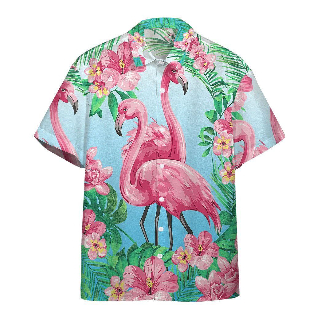 Gearhumans 3D Flamingo Hawaii Custom Short Sleeve Shirts GW1805211 Hawai Shirt Short Sleeve Shirt S