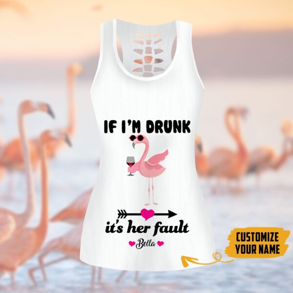 Gearhumans 3D Flamingo If Im Drunk Its Her Fault Custom Name Hollow Tank Top GW08043 Hollow Tank Top