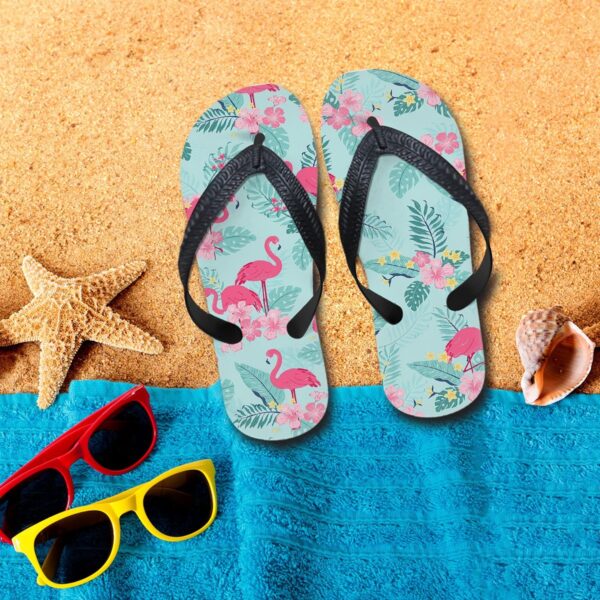 Gearhumans 3D Flamingo With Flowers Custom Flip Flop GW2405213 Flipflop