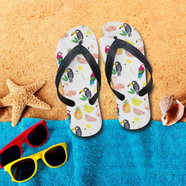 Gearhumans 3D Flamingo With Fruits Custom Flip Flop GW2405214 Flipflop