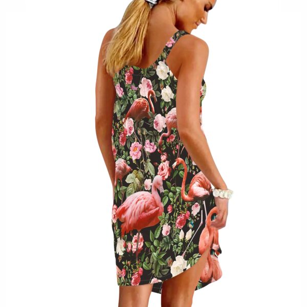 Gearhumans 3D Floral And Flamingo Custom Sleeveless Beach Dress GO21052114 Beach Dress