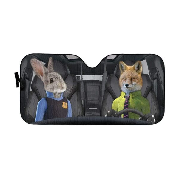 gearhumans 3D Fox And Rabbit Zootopia Custom Car Auto Sunshade GW17072 Auto Sunshade 57''x27.5'' 