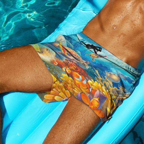 Gearhumans 3D Freediving With Sea Turtles Custom Beach Shorts Swim Trunk GS16062118 Men Shorts
