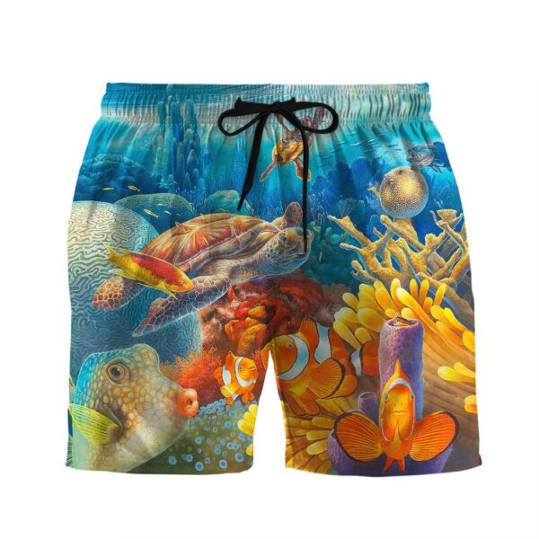 Gearhumans 3D Freediving With Sea Turtles Custom Beach Shorts Swim Trunk GS16062118 Men Shorts Men Shorts S 