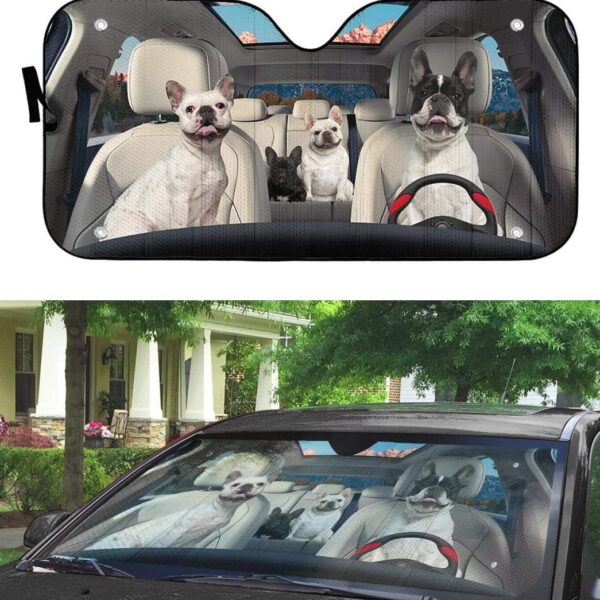 gearhumans 3D French Bulldog Family Custom Car Auto Sunshade GL23075 Auto Sunshade 