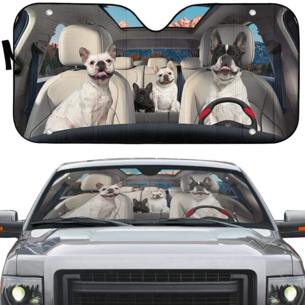 gearhumans 3D French Bulldog Family Custom Car Auto Sunshade GL23075 Auto Sunshade 