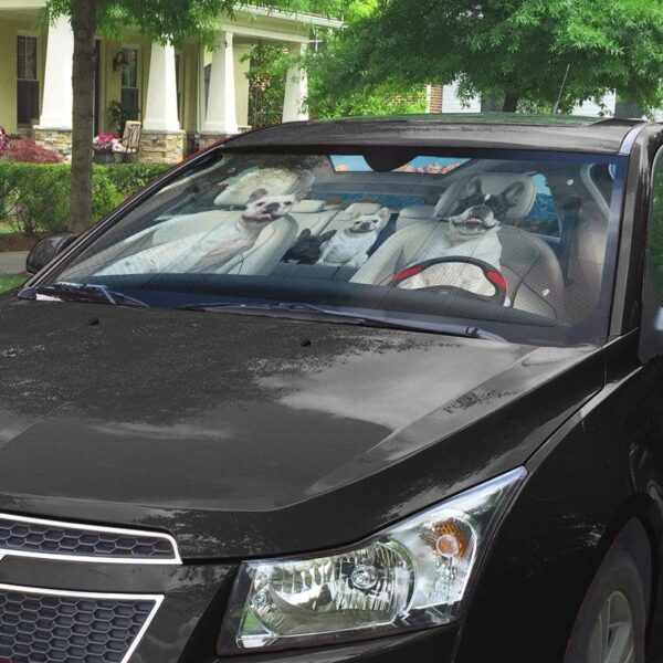 gearhumans 3D French Bulldog Family Custom Car Auto Sunshade GL23075 Auto Sunshade