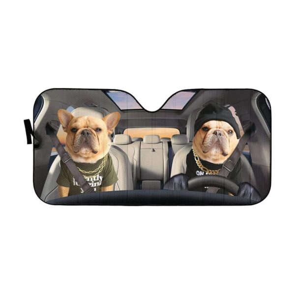 gearhumans 3D French Bulldog Friends Custom Car Auto Sunshade GS1703 Auto Sunshade 57''x27.5'' 