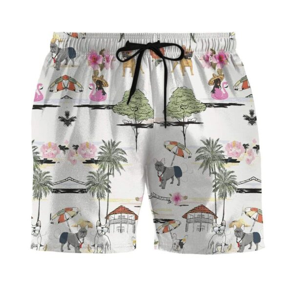 Gearhumans 3D French Bulldog Hawaii Beach Retro Custom Summer Beach Shorts Swim Trunks GV22065 Men Shorts Men Shorts S 