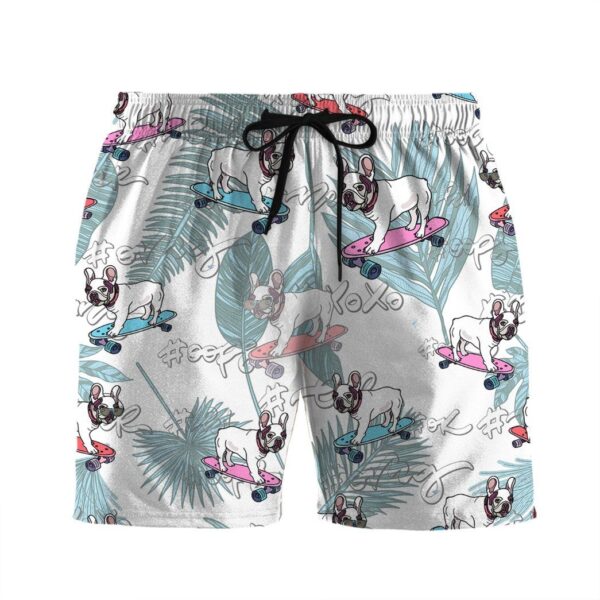 Gearhumans 3D French Bulldog On Skateboard Custom Beach Shorts Swim Trunks GO13052127 Men Shorts Men Shorts S 
