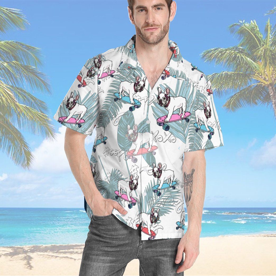 Gearhumans 3D French Bulldog On Skateboard Custom Hawaii Shirt GO13052118 Hawai Shirt