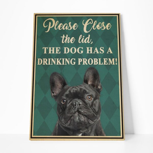 Gearhumans 3D French Bulldog Please Close The Lid Custom Canvas GW05058 Canvas 1 Piece Non Frame M