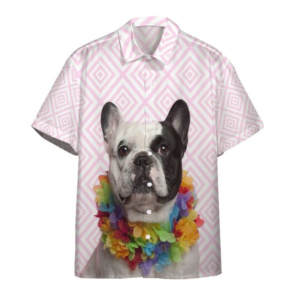 Gearhumans 3D French Bulldog Wearing Hawaiian Lei Custom Hawaii Shirt GO14052121 Hawai Shirt Short Sleeve Shirt S