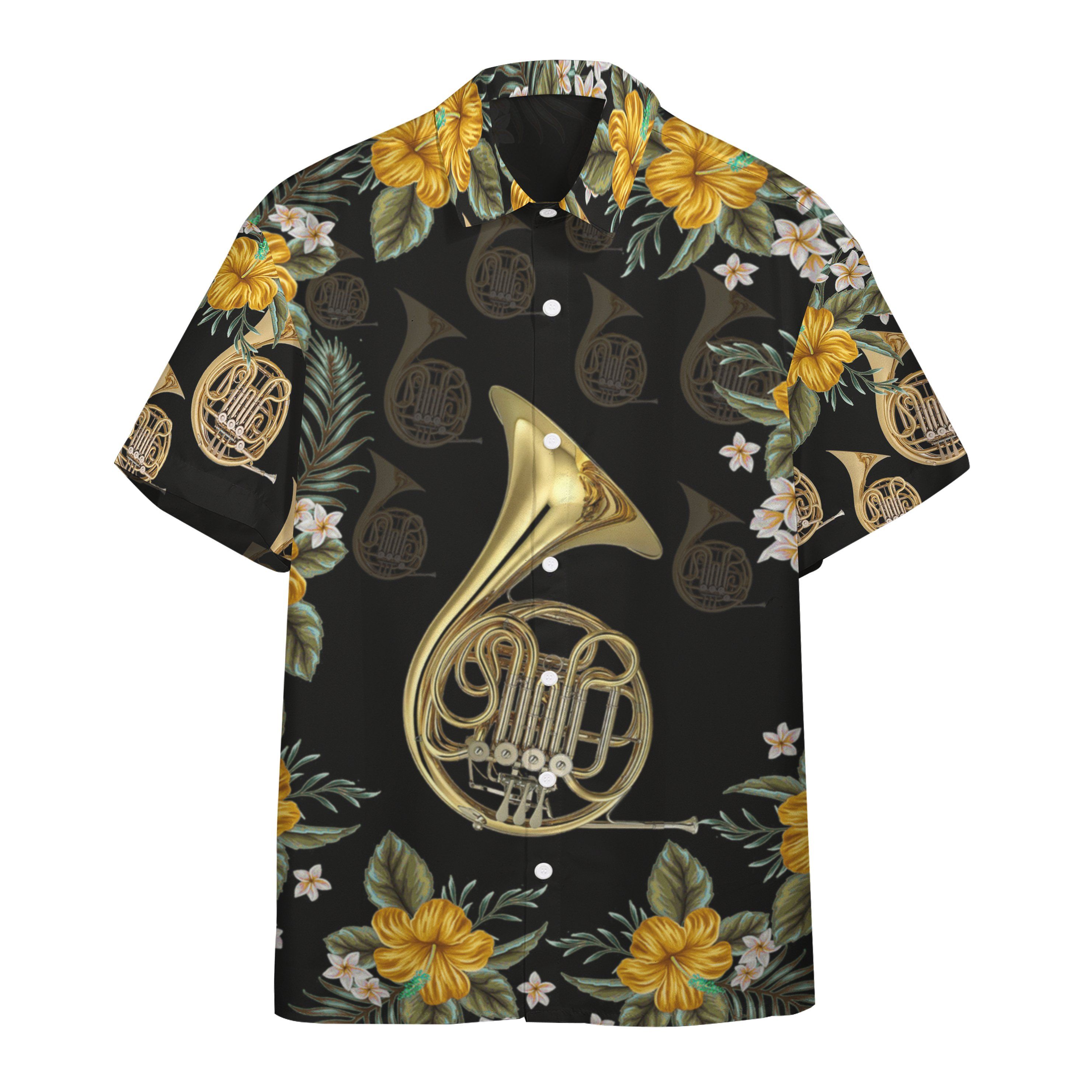 Gearhumans 3D French Horn Hawaii Shirt GS1805216 Hawai Shirt Short Sleeve Shirt S