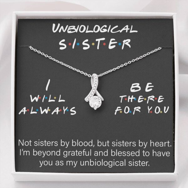 Gearhumans 3D Friendship Day Unbiological Sister Custom Hearts Necklace With Message Card GW05076 ShineOn Fulfillment Standard Box 