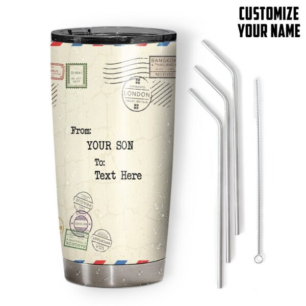 Gearhumans 3D From Son To Mom Mothers Day Gift Custom Name Design Insulated Vacuum Tumbler GW300329 Tumbler