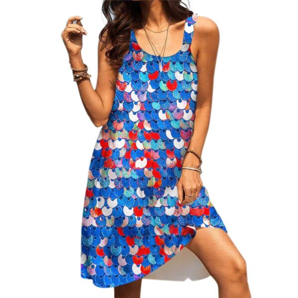 Gearhumans 3D Funky Blue Star Party On The Beach Custom Sleeveless Beach Dress GO23062113 Beach Dress