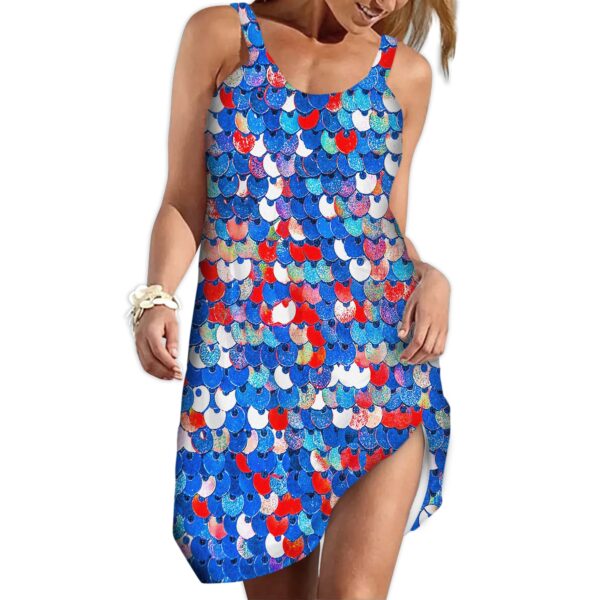 Gearhumans 3D Funky Blue Star Party On The Beach Custom Sleeveless Beach Dress GO23062113 Beach Dress Beach Dress S 