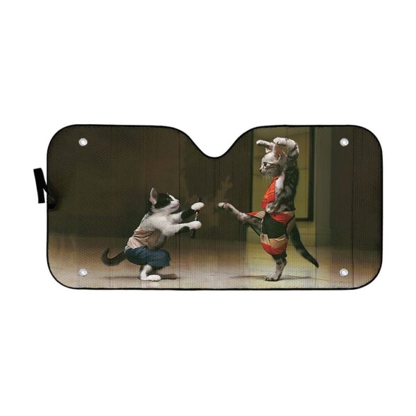 Gearhumans 3D Funny Cat Fight Custom Car Auto Sunshade GO23042121 Auto Sunshade 57''x27.5'' 