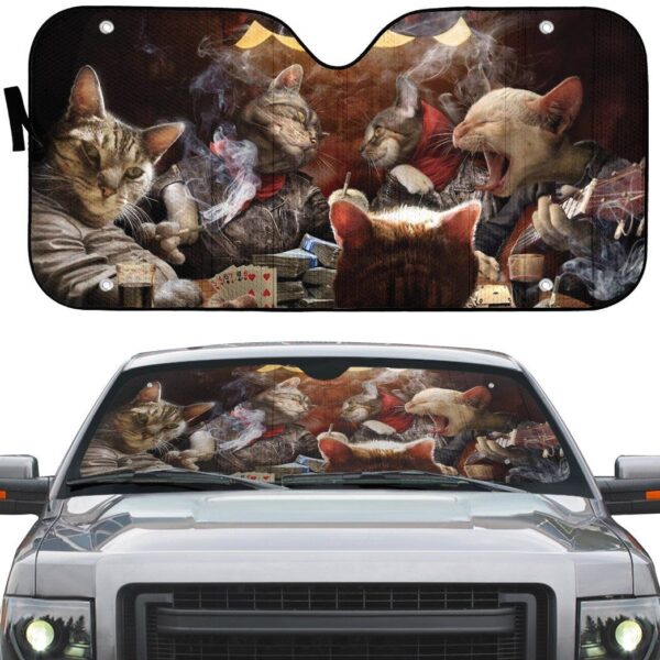 Gearhumans 3D Funny Cat Nights Out Custom Car Auto Sunshade GO23042123 Auto Sunshade