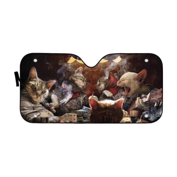 Gearhumans 3D Funny Cat Nights Out Custom Car Auto Sunshade GO23042123 Auto Sunshade 57''x27.5'' 