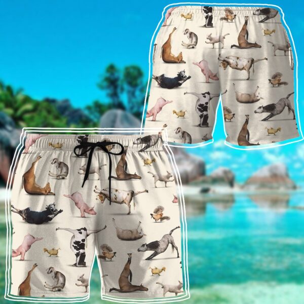 Gearhumans 3D Funny Farm Animal Yoga Custom Beach Shorts Swim Trunks GS11052122 Men Shorts