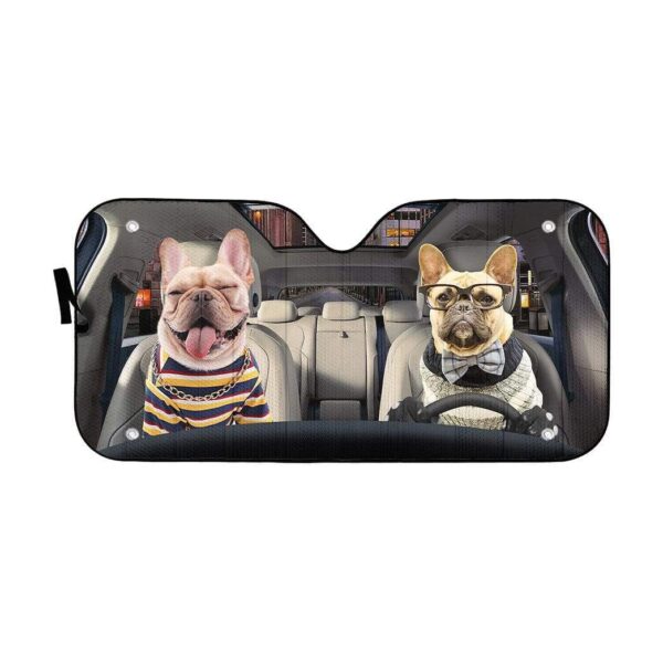 gearhumans 3D Funny Love Bulldogs Couple Custom Car Auto Sunshade GV170611 Auto Sunshade 57''x27.5'' 