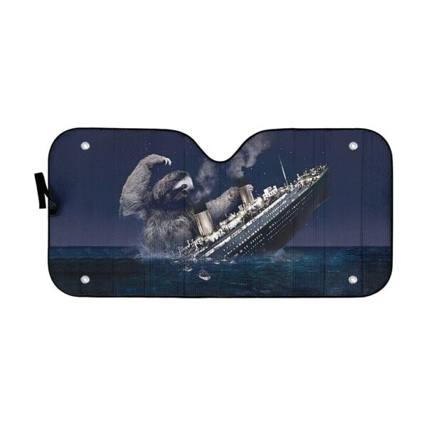 Gearhumans 3D Funny Slothzilla Hits Titanic Custom Car Auto Sunshade GO28042120 Auto Sunshade 57''x27.5'' 