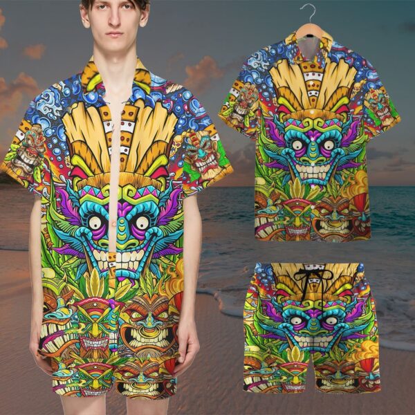 Gearhumans 3D Funny Tiki Custom Short Sleeve Shirt GS0107218 Hawai Shirt 