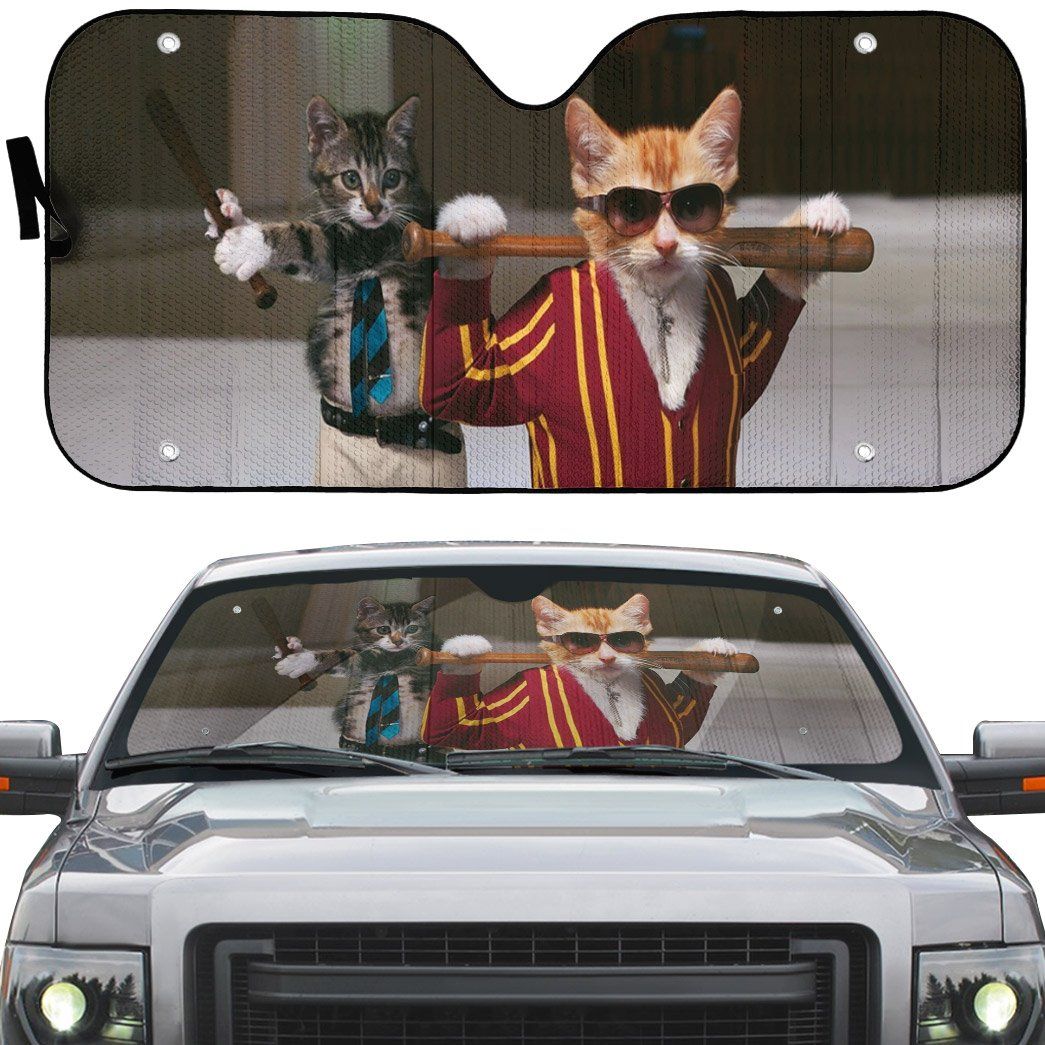 Gearhumans 3D Garfield Kittens Badass Custom Car Auto Sunshade GO23042122 Auto Sunshade